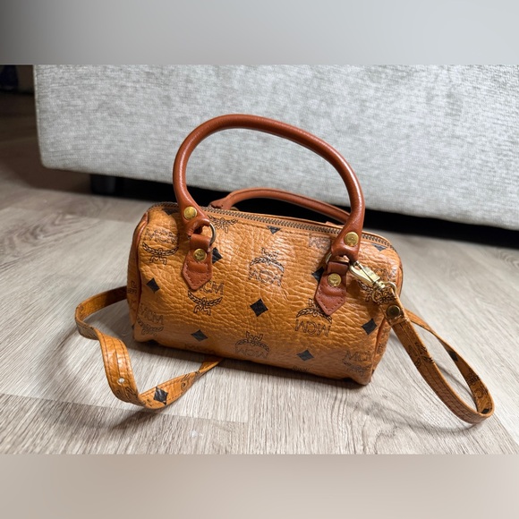 MCM Cognac Mini Bag with Gold Accents - Picture 5 of 13